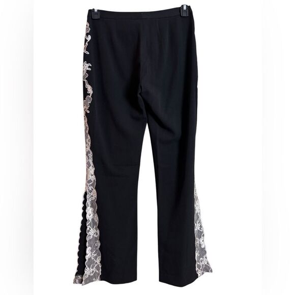 Vintage 90's Y2K Cache Black White Lace Trim Side Slit Dress Pants Size 4 NEW - Picture 6 of 9